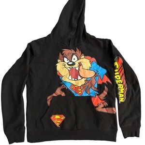 DC Comics Black Hoodie with Red, Blue, Yellow Taz Superman Graphic